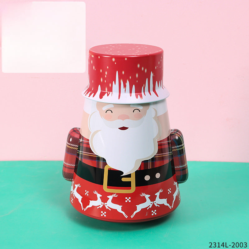Wholesale Stainless Steel Shaped Santa Claus Candy Cookies and Dried Fruit Chocolate Boxes